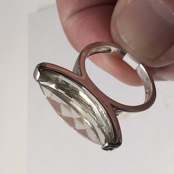 NEW GREEN AMETHYST RING SIZE 6 IN SOLID STERLING SILVER 925 - Picture 3 of 5